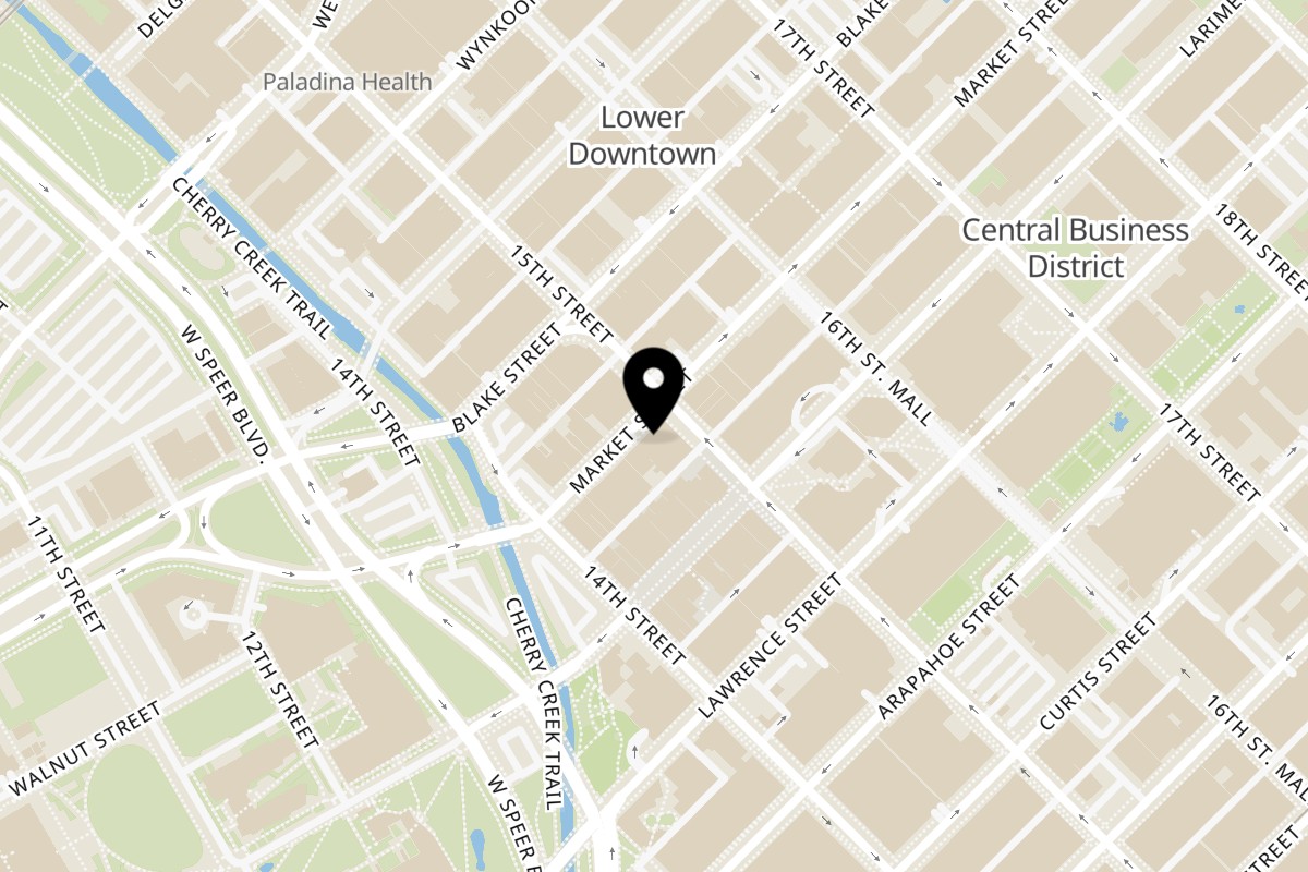 Map showing the location of Chef Le Bama on 1448 Market St in Denver